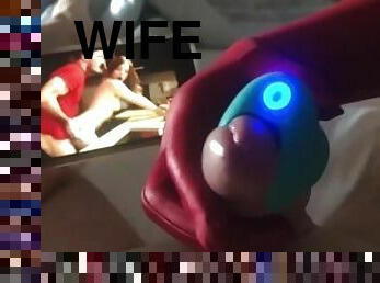 Wife uses vibrator on my cock