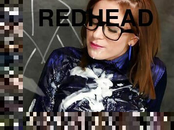 Cumming Dildo Strikes Again With A Redhead