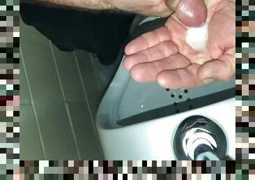 Solo Male Dirty Talk - Risky Public Washroom Masturbation At The Urinal And Swallowing My Cumshot