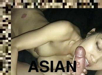 asiático, teta-grande, amador, mulher-madura, mãe, sexo-em-grupo, a-três, duplo, pov, marido