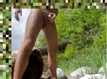 Hairy Stud pissing in nature