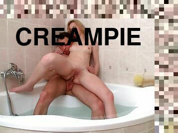 Creampie After Anal Sex In Bathtub