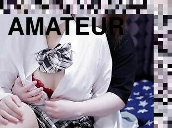 gros-nichons, enceintes, amateur, japonais, ejaculation-interne, couple, hentai, uniformes