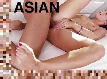 Small Tittied Brunette Loves Fucking Asian Stud