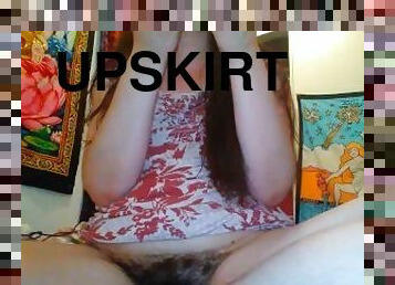 behåret, fisse-pussy, cam, lurer, upskirt, trusser