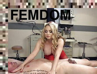 Femdom Busty Big Boobed Nurse Teasing Her Chastity Sub