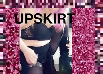 strumpbyxor, party, publik, fitta-pussy, amatör, mogen, milf, under-kjolen, strumpor, fetisch