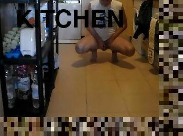 John is Peeing on the Kitchen Floor