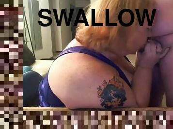 Cumshot Compilation - Deepthroat BBW Slut Swallows 7 Men