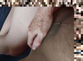 grand-mère, poilue, masturbation, vieux, collants, amateur, mature, granny, allemand, massage