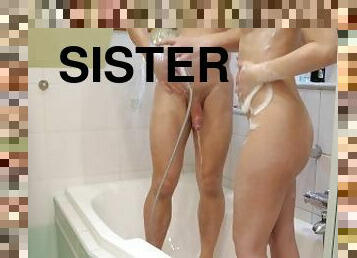 Bathing in the Shower with Stepsister after a hot fuck.