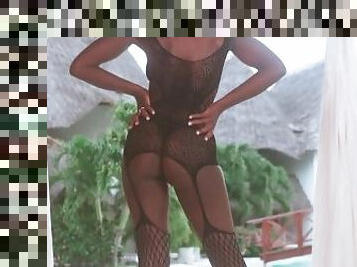 fitta-pussy, mörkhyad, svart, underkläder, tight, vacker-pretty, rökning, underskön, afrikansk, ben