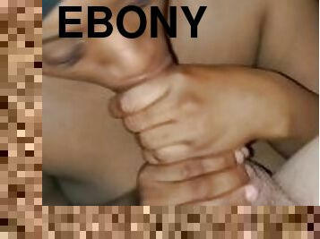 Sneaky Ebony Slut Deepthroats BIG White Cock In Her Mom's Bedroom