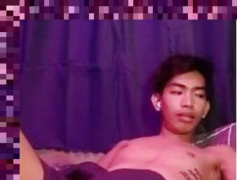 Horny Inked Slim and Sexy with Big Cock Filipino Boy Jerking Off on Cam