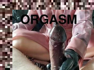 orgasme, amatir, handjob-seks-dengan-tangan-wanita-pada-penis-laki-laki, sudut-pandang, sperma, inggris, fetish-benda-yang-dapat-meningkatkan-gairah-sex, latex, karet