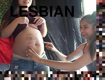 payu-dara-besar, mengandung, lesbian, fetish, rambut-perang, tatu