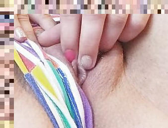 clitoris, masturbaatio, orgasmi, pillu-pussy, amatööri, milf, mälli, kiimainen, märkä