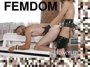 strapon, dad-girl, frekk, petite, elskerinne, dominans, femdom