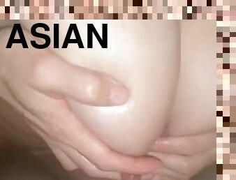Asian girl makes me cum with her tits.