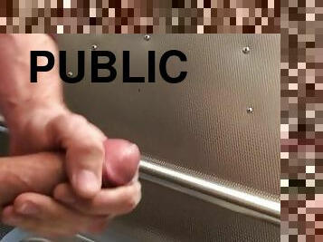Public restroom quick release... lots of cum...