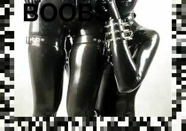 rubebr slave worship big latex boobs mistress legs