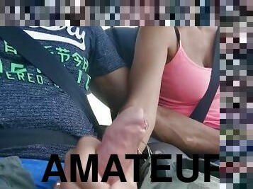 masturbation, giclée, amateur, ejaculation-sur-le-corps, branlette, voiture, secousses, sperme, réalité