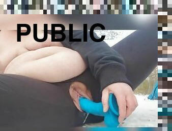 PUBLIC Fucking & Squirting my BBW pussy in the snow