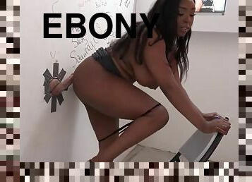 Impressive ebony girl lisa tiffian fucks and blows off a gloryhole dick