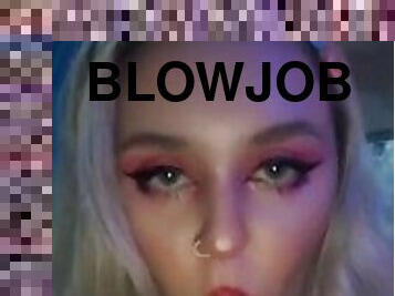E-girl giving a blowjob to her dildo