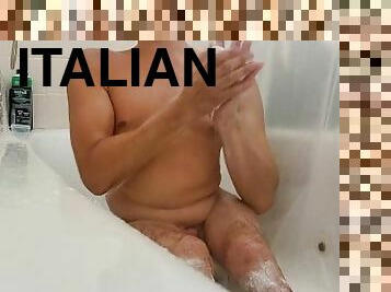 bañando, amateur, pies, italiano, ducha, a-solas