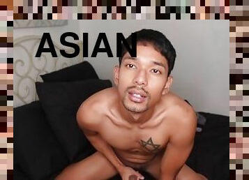 asiatique, masturbation, ejaculation-sur-le-corps, gay, secousses, mignonne, solo, minet