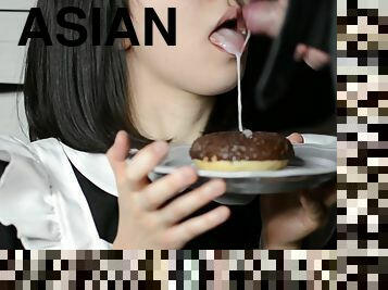 Cute Asian Maid Made Eat Cum