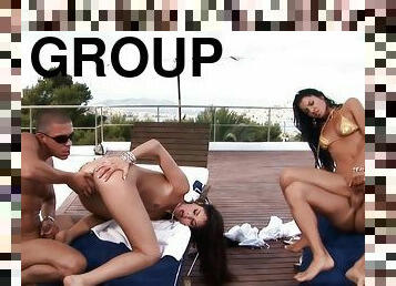 And Have Foursome Poolside With Lucy Love, Lucy Bell And Lucy Belle