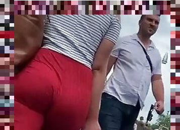 Ass in red pants