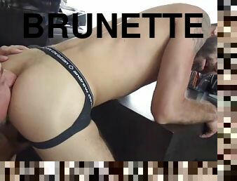 Brunette bear anal sex and cumshot