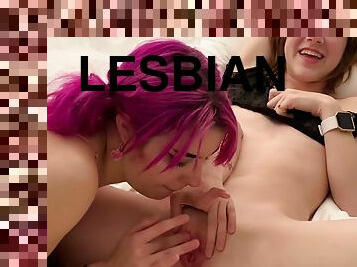 Pigtailed Brunette Lesbian Licks Hot Blonde