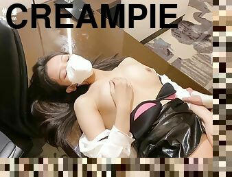 asiatique, orgasme, ados, japonais, ejaculation-interne, fou, point-de-vue, latex, brunette