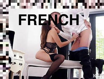 Sexy french babe fucks big cock stud