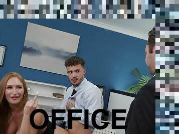 Spicy redhead chick Skylar Snow gets screwed in the office