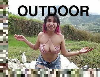 Latina teen gets anal fucked outdoors in the mountains live on sexycamx.com