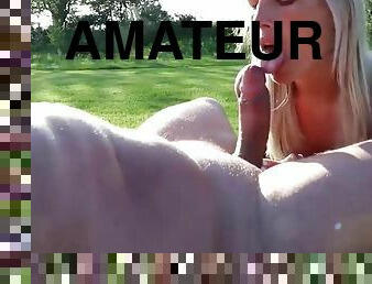 Horny Amateur Couple Fucking Outdoor - blonde slut with natural tits