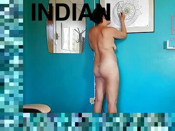 Regina Noir In Indian Nudist Painting Indian Pattern - Mandala. Relax Music. Naked Art Workshop. Full