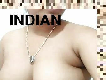 gros-nichons, indien, tante, solo, brunette