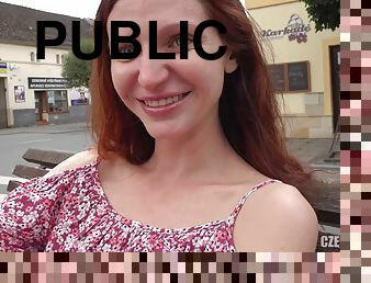 Gorgeous Redhead Babe Lina - Public Orgasm - Arian joy