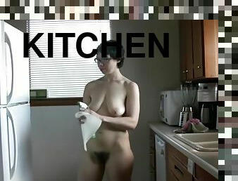 Bella Cleans The Kitchen Naked And Hairy