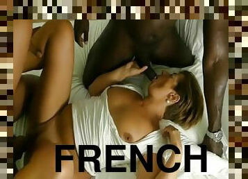 French MILF fucked by two black studs