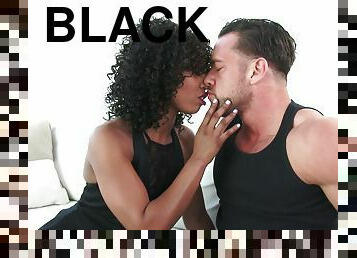 Black girl Misty Stone fucked hard by friend's husband's white shlong