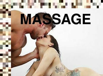 Tattooed Gabriella Paltrova gets a messy oiled massage fuck