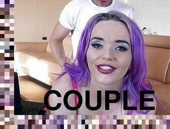 Kinky gal with purple hair Jasmine James has POV couple sex