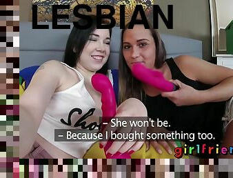Wicked Lesbian Brunettes Show Off Sex Toys In Home Video